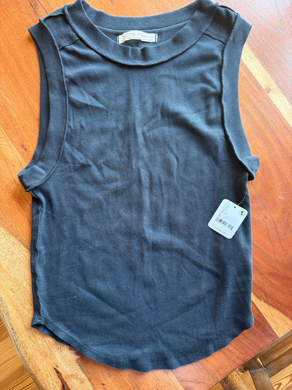 Free People Black Ribbed Sleeveless Tank